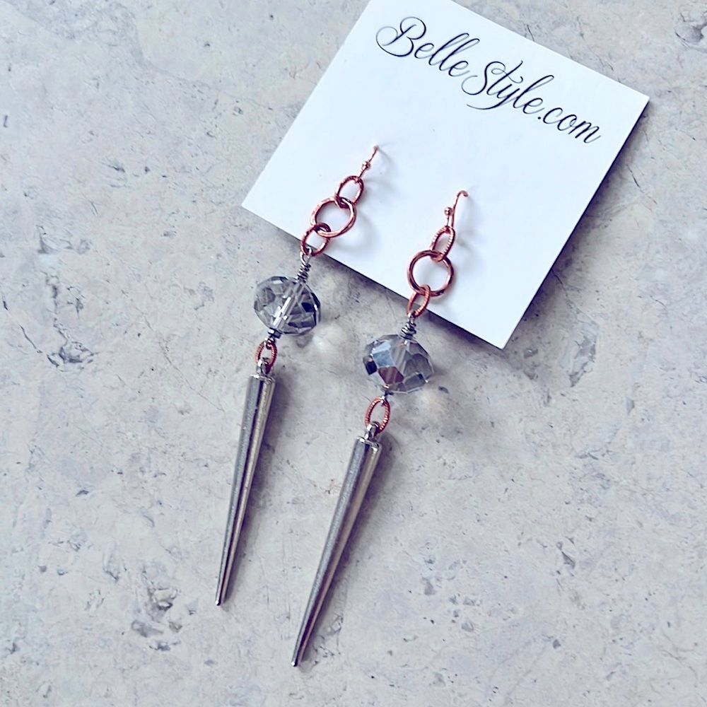 BelleStyle Crystal Spike Earrings